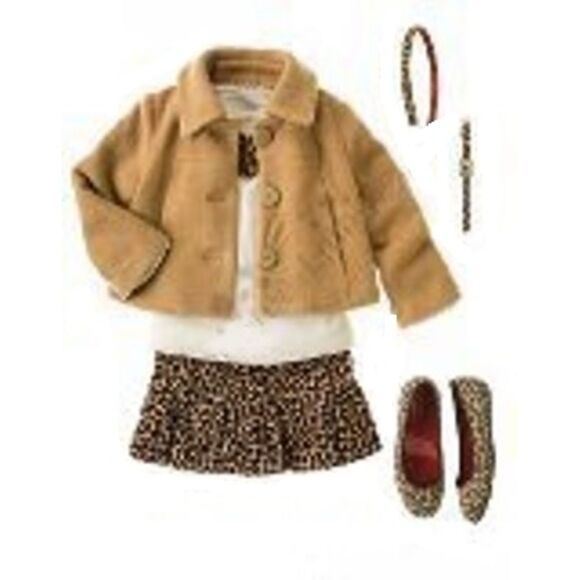 Gymboree Outlet tan black leopard cheetah spotted pullon cord mini skirt skort 4 - Picture 3 of 3